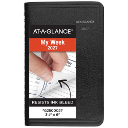 AT-A-GLANCE® DayMinder® 2027 Weekly Appointment Book Planner, Black, Pocket, 3 1/2" x 6"