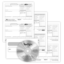 ComplyRight® W-2 Recipient Copy Only Tax Form Set, 5-Part, 2-Up, with Envelopes & TaxRight Software, Pack of 50