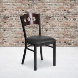 Flash Furniture Decorative 3 Circle-Back Metal/Vinyl Restaurant Accent Chair, Walnut/Black