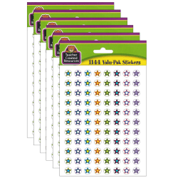 Teacher Created Resources® Mini Stickers, Fancy Stars 2, 1,144 Stickers Per Pack, Set Of 6 Packs