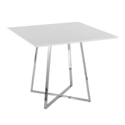 LumiSource Cosmo Contemporary Glam Square Dining Table, 36"H x 36"W x 36"D, Chrome/White
