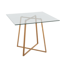 LumiSource Cosmo Contemporary Glam Square Dining Table, 36"H x 36"W x 36"D, Natural/Clear