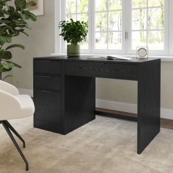 Martha Stewart Kayden Home Office Modular Single-Drawer Desk with 3 Drawer File Cabinet, Black