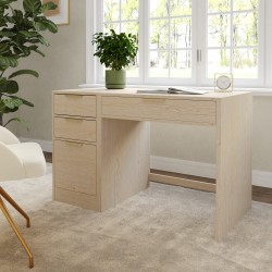Martha Stewart Kayden Home Office Modular Single-Drawer Desk with 3 Drawer File Cabinet, Light Natural