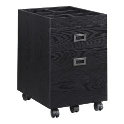 Realspace® Brezio 19"D Vertical 2-Drawer Mobile File Cabinet, Black