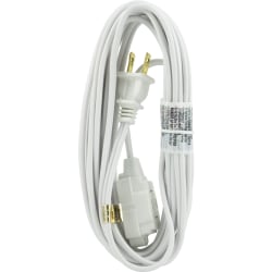 GE 3 Outlet Extension Cord, 15' Long Cord, White