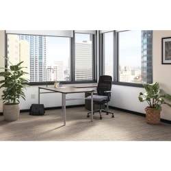 HON® Mod 66"W L-Station Table Writing Desk With Mobile Pedestal, Slate Teak/Silver/Cool Neutral