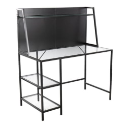 LumiSource Geo Tier 48"W Contemporary Writing Desk, Black/Clear