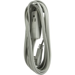 GE 3 Outlet Extension Cord, 15' Long Cord, Flat Plug, Gray, 43026