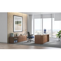 HON® Mod 72"W Double-Pedestal Computer Desk, 72"W, Sepia Walnut