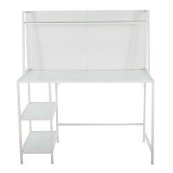 LumiSource Geo Tier 48"W Contemporary Writing Desk, White/Frosted