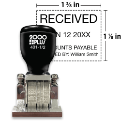 Custom 2000 Plus® Classic 401 Bank Teller/Die Plate Traditional Hand Dater/Date Stamp, 1/2, 1-1/8" x 1-3/8"