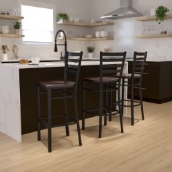 Flash Furniture Metal/Wood Restaurant Barstool With Ladder Back, Walnut/Black