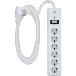 GE 6-Outlet Surge Protector, 10' Cord, White