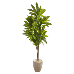 Nearly Natural Dracaena 68"H Artificial Plant With Planter, 68"H x 21"W x 21"D, Green/Sand