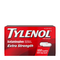 Tylenol Extra Strength Caplets with 500 mg Acetaminophen, Box of 100 Caplets