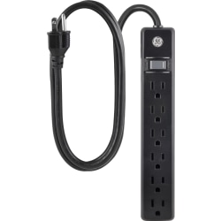 GE 6-Outlet Power Strip, 6' Cord, Black