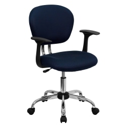 Flash Furniture Mesh Mid-Back Swivel Task Chair With Arms, Navy/Silver