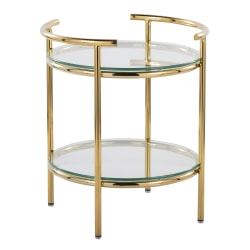 LumiSource Rhonda Contemporary Glam Side Table, 22"H x 17-1/4"W x 19-1/4"D, Gold/Clear