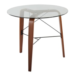 LumiSource Trilogy Contemporary Round Dinette Table, 30-1/2"H x 34-1/2"W x 34-1/2"D, Walnut/Clear