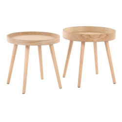 LumiSource Mid-Century Modern Side Table Set, Natural, Set Of 2 Tables