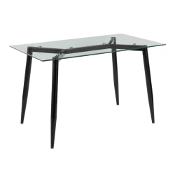 LumiSource Clara Contemporary Table, 30" x 47-1/4", Black/Clear