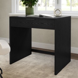 Martha Stewart Kayden Home Office Modular Single-Drawer Desk, Black Frame/Oil Rubbed Bronzed Hardware