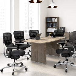 WorkPro® Motiva Office Conference Table With Wood Base, 28-11/16"H x 71-9/16"W x 36"D, Modern Hickory, Standard Delivery