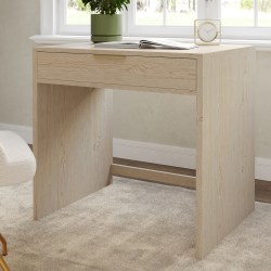 Martha Stewart Kayden Home Office Modular Single-Drawer Desk, Light Natural Frame/Brushed Gold Hardware