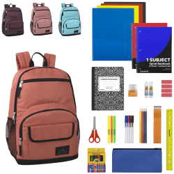 Trailmaker Backpacks With 45-Piece School Supply Set, Assorted Colors, Set Of 12 Backpacks