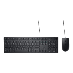 Dell Wired Keyboard and Mouse - KM300C - USB Keyboard - Black - USB Cable Mouse - Optical - 1000 dpi - DELLKM300CUS