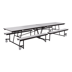 National Public Seating 12' Rectangle Mobile Table With Benches, Gray Nebula