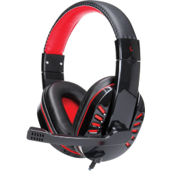 IQ Sound Gaming Headphones - Stereo - Mini-phone (3.5mm) - Wired - 32 Ohm - 20 Hz - 20 kHz - Over-the-head - Binaural - Circumaural - 8.20 ft Cable - Omni-directional, Condenser Microphone - Red