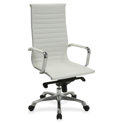 Lorell® Modern Ergonomic Bonded Leather High-Back Chair, White