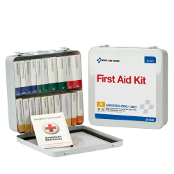 First Aid Only 50-Person Metal First Aid Kit, 6-1/2"H x 9-1/2"W x 2-11/16"D, White