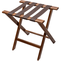 CSL Compact Deluxe Wood Luggage Rack, 19-3/4"H x 19-3/4"W x 14"D, Dark/Brown