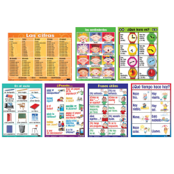 Poster Pals Spanish Essential Classroom Posters, 24" x 18", Set Of 7 Posters