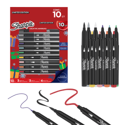 Sharpie Creative Markers, Water-Based Acrylic Markers, Bullet, Brush, and Fine Tip, Assorted Colors, 10 Count, Holiday Edition