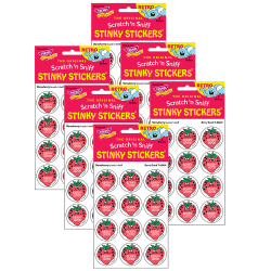 Trend Retro Scratch 'n Sniff Stinky Stickers, Berry Good/Strawberry, 24 Stickers Per Pack, Set Of 6 Packs