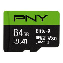 PNY 64GB Elite-X Class 10 U3 V30 microSDXC Flash Memory Card