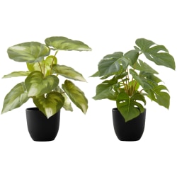 Monarch Specialties Rowan 12-1/2"H Artificial Plants With Pots, 12-1/2"H x 12"W x 12"D, Green, Set Of 2 Plants
