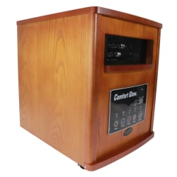 Comfort Glow 5,120-BTU Portable Electric Cabinet Forced-Air Infrared Quartz Heater with 8 Elements, LED Display & Remote, Auburn Oak, QEH1525