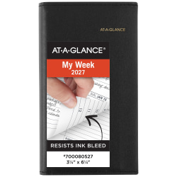 AT-A-GLANCE® 2027 Refillable Weekly Appointment Book Planner, Black, Pocket, 3 1/4" x 6 1/4"