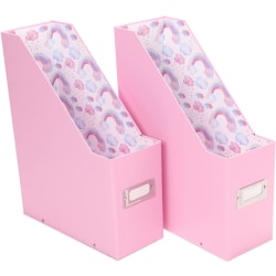 Snap-N-Store Kid’s Magazine File Storage Boxes, 12-1/4"H x 3-15/16"W x 9-3/4"D, Pink/Rainbow, Pack Of 2 Boxes