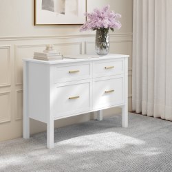 Martha Stewart Hutton Shaker Style Home Office 4 Drawer Lateral File Cabinet, White