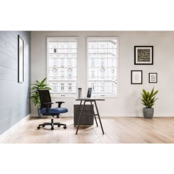 HON® Mod 60"W Table Writing Desk With Mobile Storage, 60"W, Black/Slate Teak