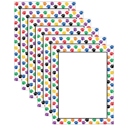 Teacher Created Resources Computer Paper, 8-1/2" x 11", Colorful Paw Prints, 50 Sheets Per Pack, Set Of 6 Packs
