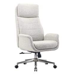 Realspace® Modern Comfort Pizana Bouclé Fabric High-Back Executive Office Chair, Light Sand/Brushed Nickel, BIFMA Compliant