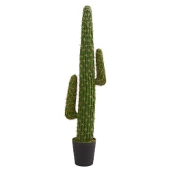 Nearly Natural 54" Artificial Cactus Plant With Pot, Green/Black