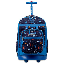 J World New York Kid's Duo Rolling Backpack With Lunch Box, Spaceship